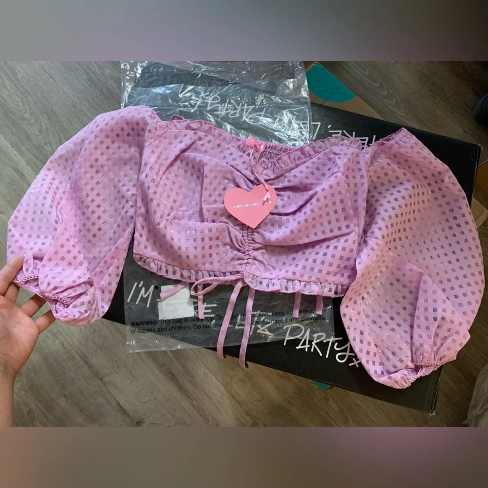 NWT Dolls Kills x Sugar Thrillz Made U Blush Gingham Crop Top Size Small - Picture 2 of 13